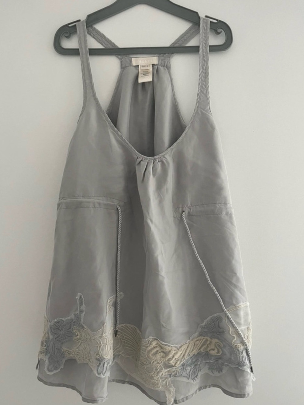 Diesel 100% Silk Light Gray Embroidered Camisole Tank